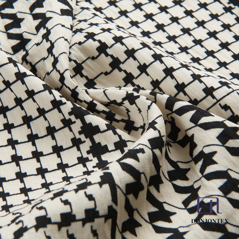 N/R Imitated Poplin Geometry Printing Soft Fabric for Dress