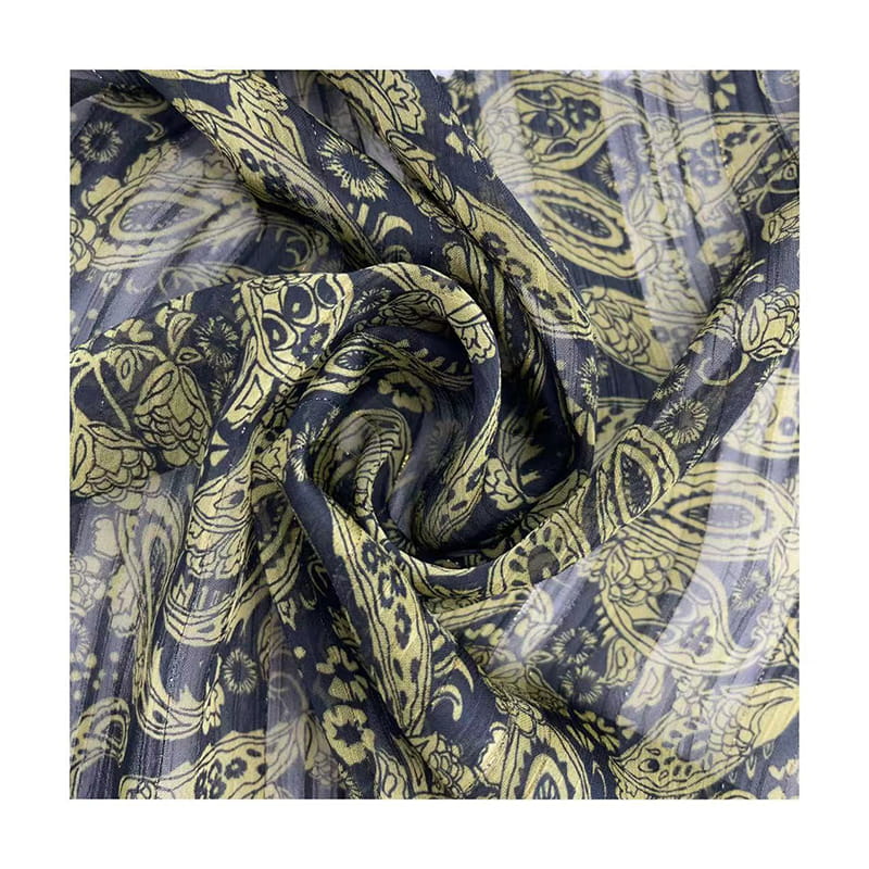 Golden Yarn Satin-Strip Chiffon Fabric