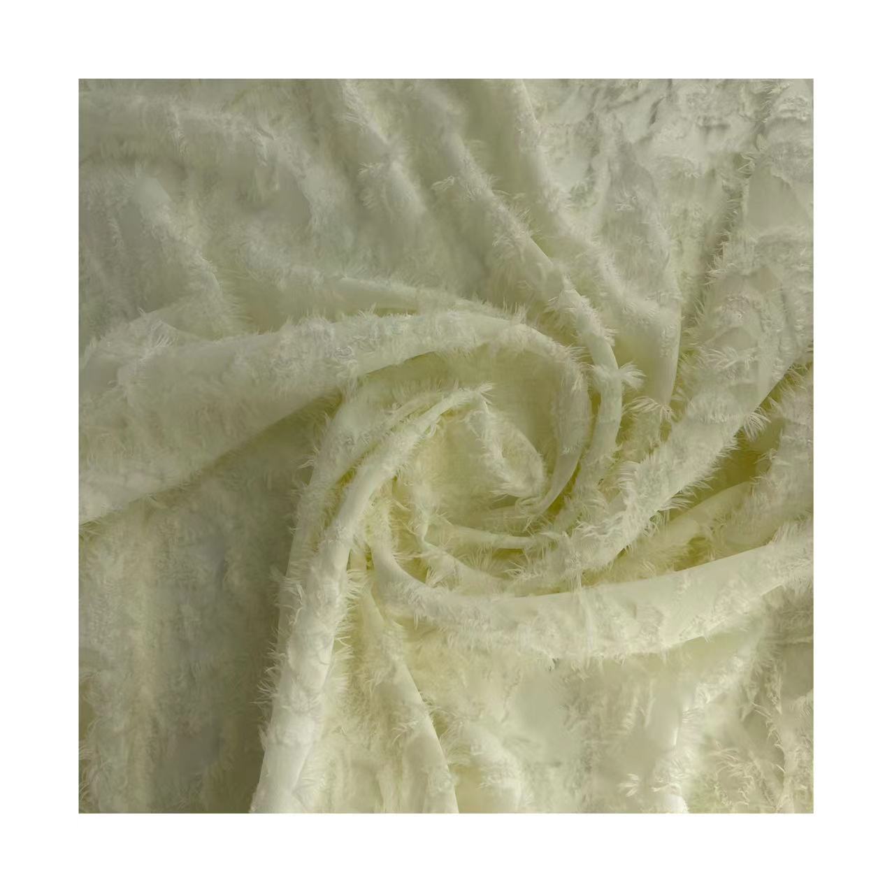 Polyester Fur Jacuqrad chiffon fabric for Dress and skirt