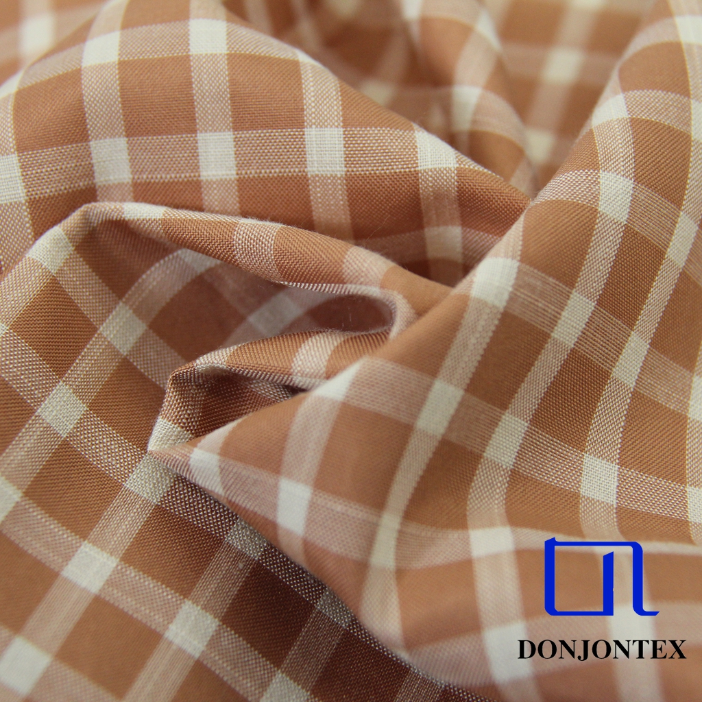 Latest Fashion Yarn Dyed Polyester Rayon Check Fabric for Women Dress or Bed Sheets