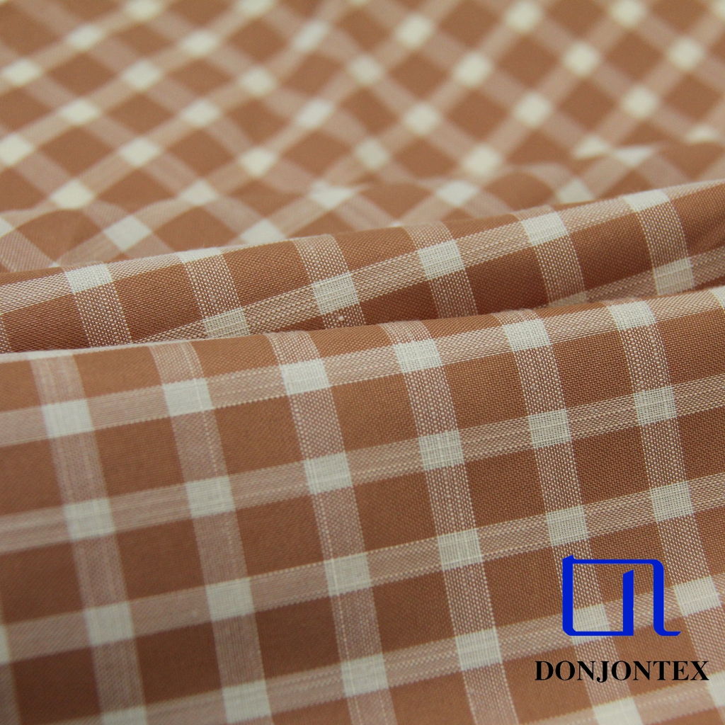 Latest Fashion Yarn Dyed Polyester Rayon Check Fabric for Women Dress or Bed Sheets