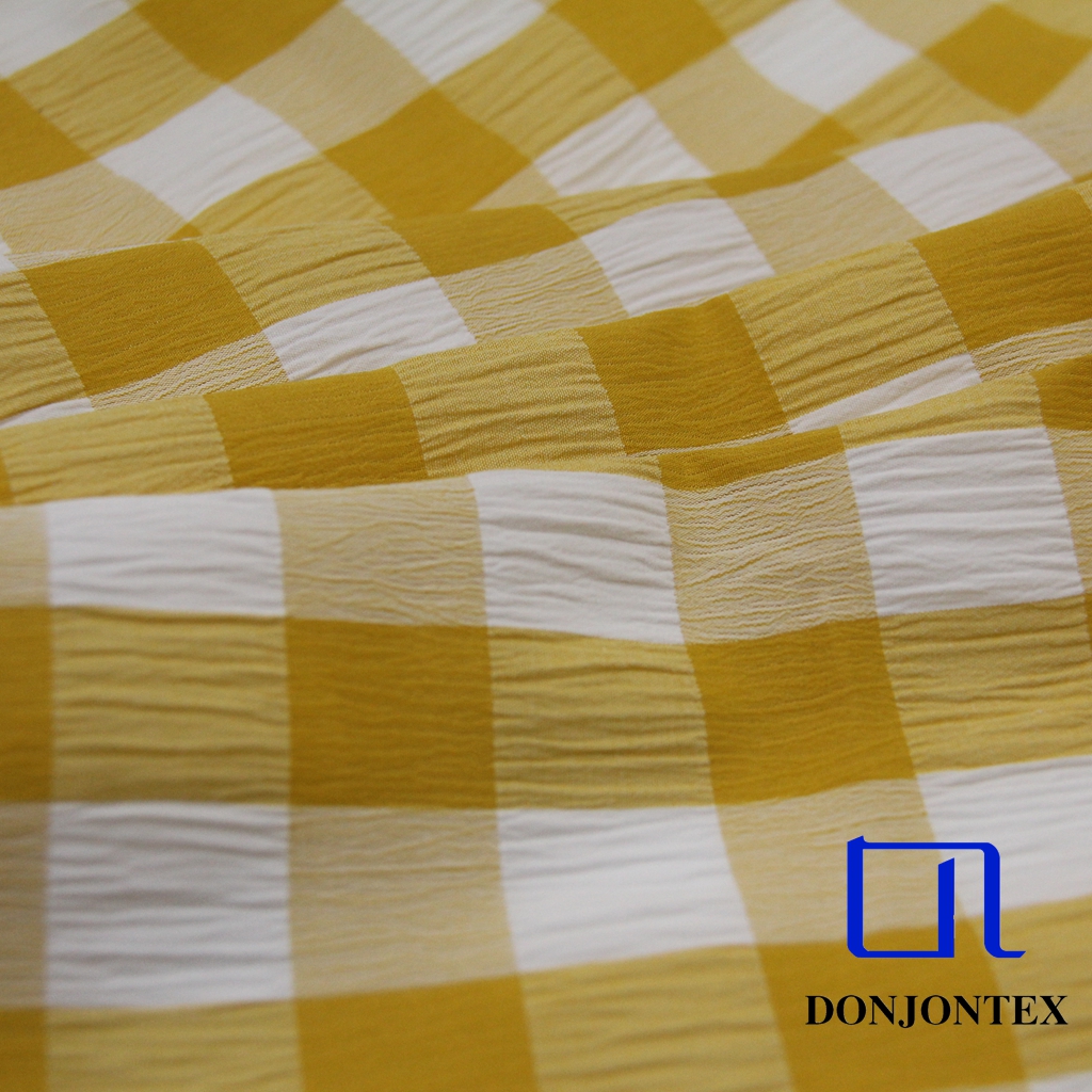 Latest Fashion Yarn Dyed Polyester Lyocell Cotton Check Fabric for Women Dress
