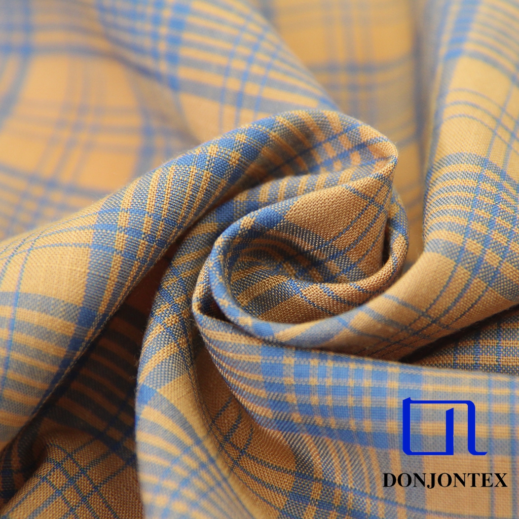 Eco-Friendly Yarn Dyed Polyester Rayon Check Fabric for Women Dress or Bed Sheets