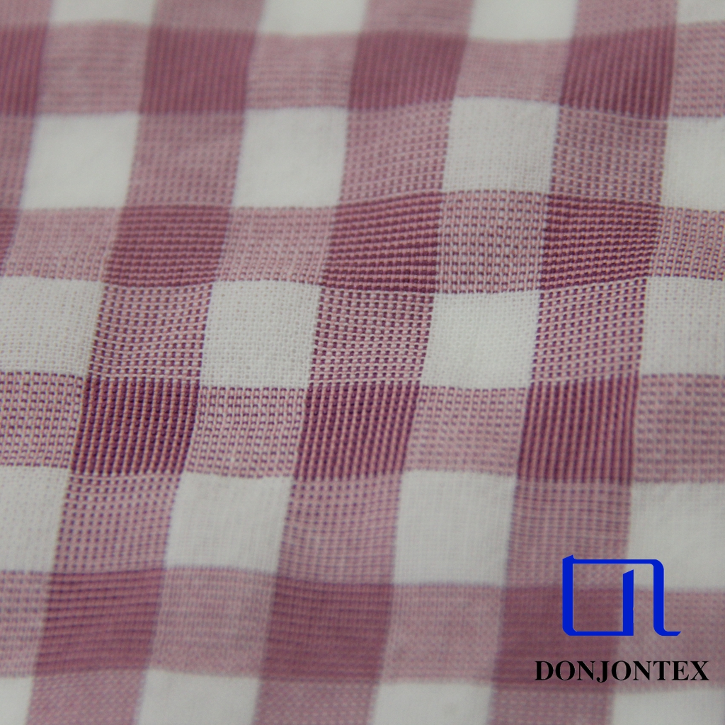 Latest Fashion Yarn Dyed Polyester Lyocell Cotton Check Fabric for Women Dress