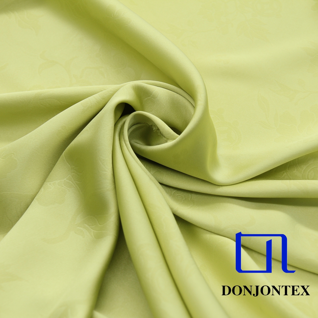 High Elastic Dense Soft Shinny Acetate-Like Draping Stain Resistant Embossed Fabric Plain Solid Color for Women's Garment 