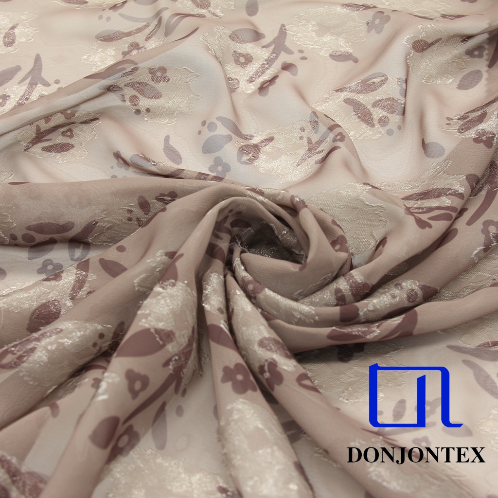 2025 New Design Breathable P100 Recycled Sequined Silk Floral Cut Chiffon Fabric Quick-Dry for Women's Garments