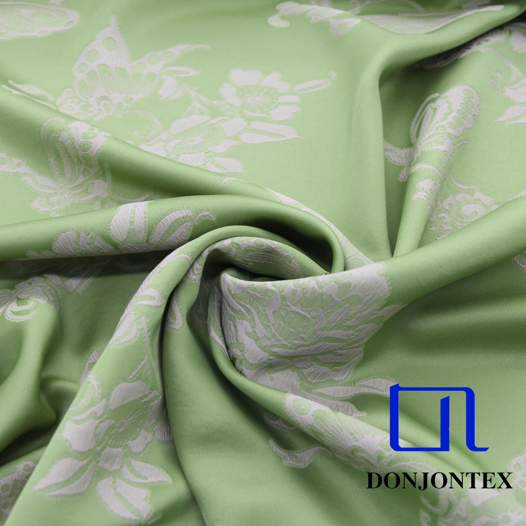2025 Newest High Elastic Cationic Jacquard Stretch Fabric Eco-Friendly Butterfly Floral Design for Women's Clothes