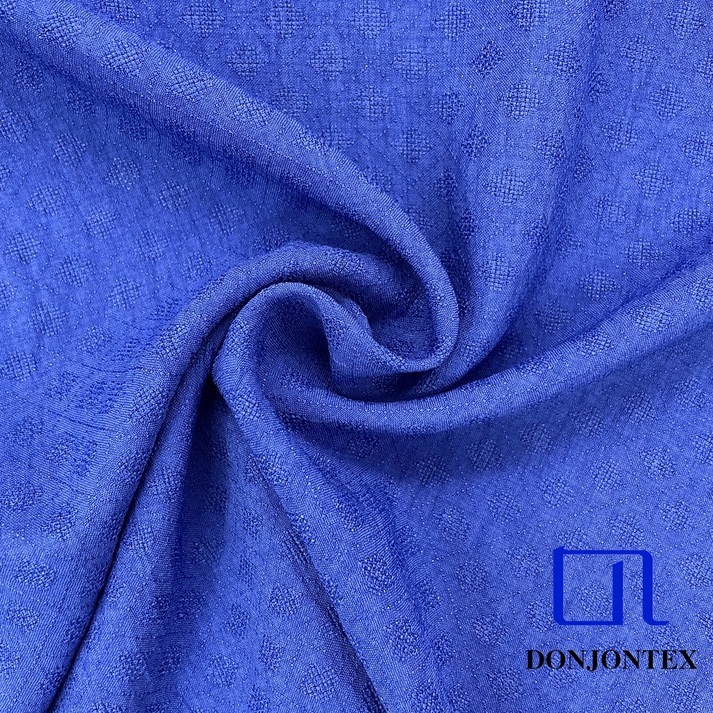 Latest Fashion 100% Polyester Imitation Linen Hollow Diamond Shape Jacquard Fabric