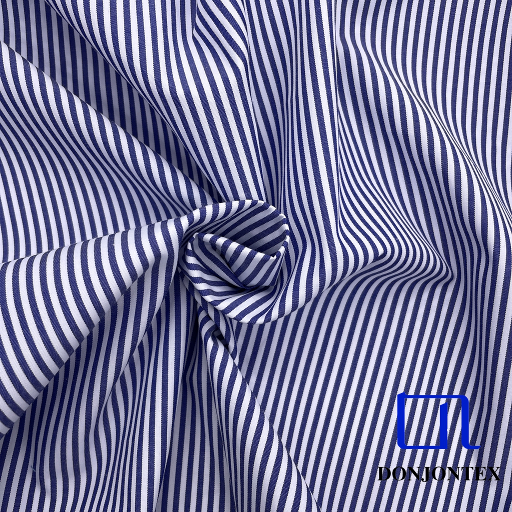 2025 New Design Woven Polyester Cotton TC Stripe Yarn Dyed Poplin Fabric for Women's Dresses Home Textiles Girls Boys
