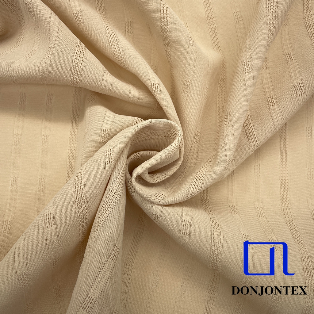 Hot Sale CEY Elastic Imitation Linen Effect Draping Hollow Vertical Bar Fabric for Women Dress
