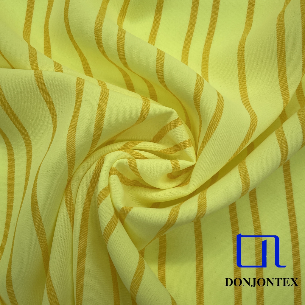 Hot Sale CEY Elastic Imitation Linen Effect Draping Check Vertical Bar Fabric for Women Dress