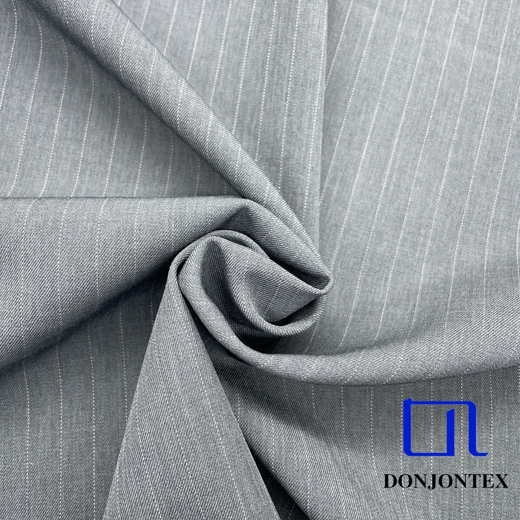 Latest Fashion Two-color Doris Fabric Elastic Imitation Linen Effect Vertical Bar Draping Fabric for Women Pants or Coats