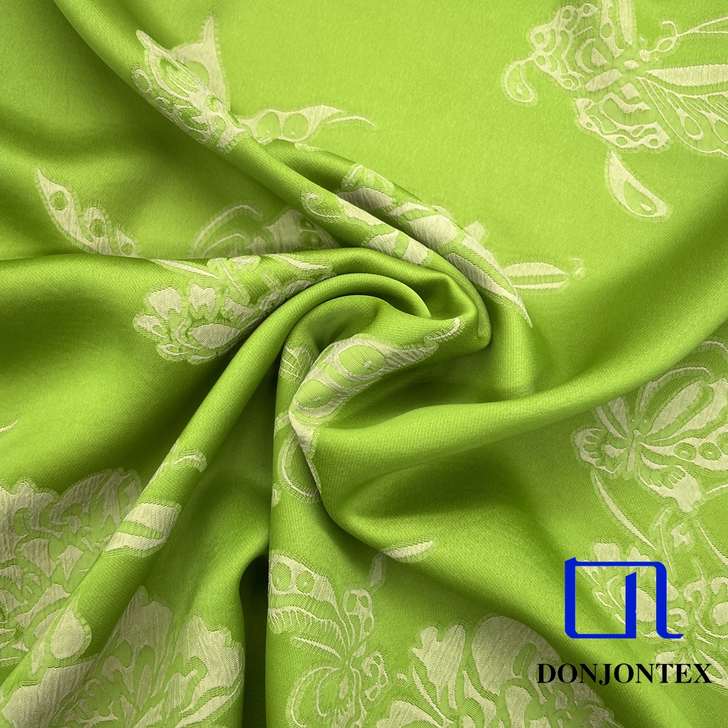 Special Design Soft Hand Feeling Polyester Spandex Stretch Flower Pattern Jacquard Satin for Horse - Hoof - Shaped Skirt