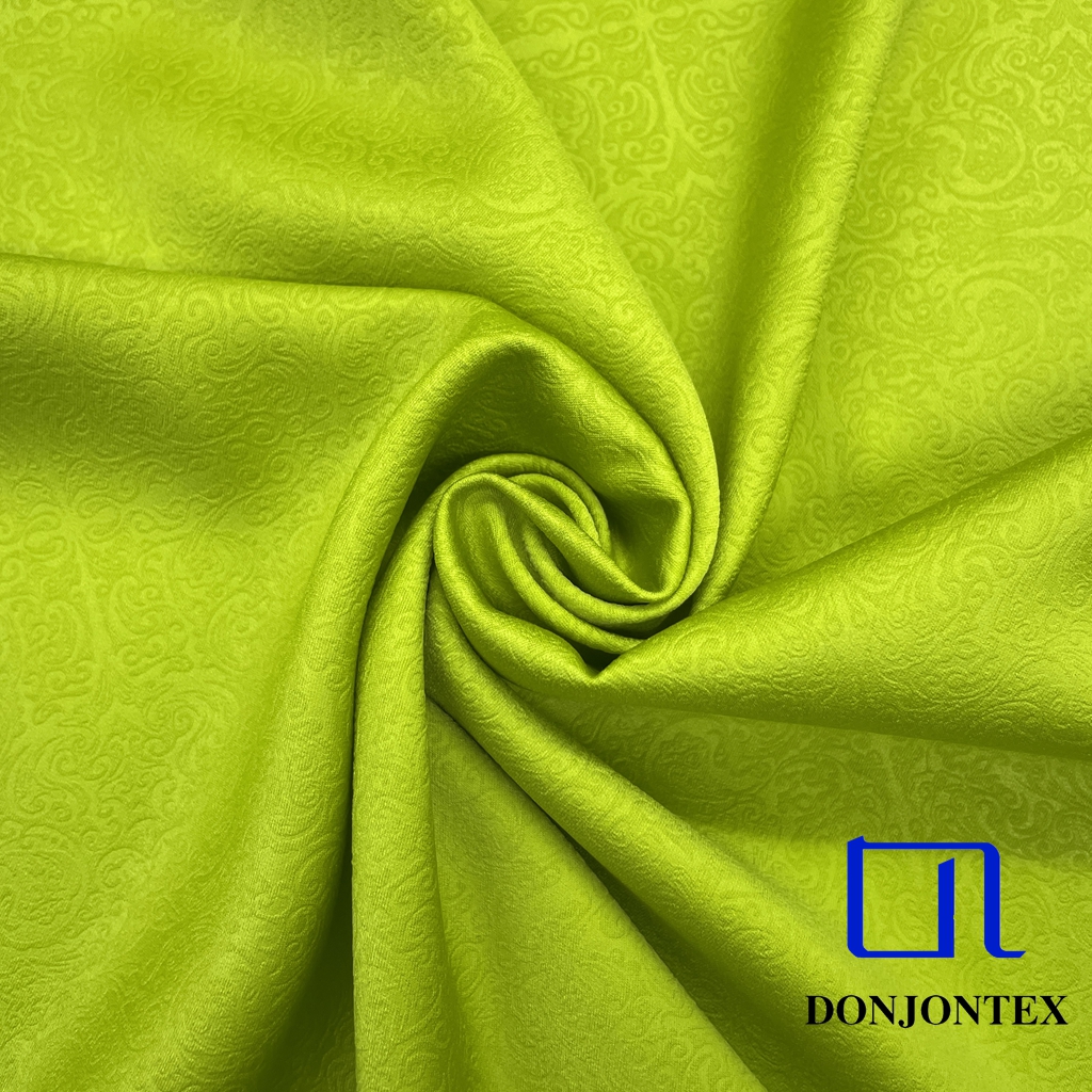 Premium Quality High Elastic Embossing Flower Satin Fabric Plain Dyed Stretch Soft Feeling for Girls' Popular Sleeping Wear