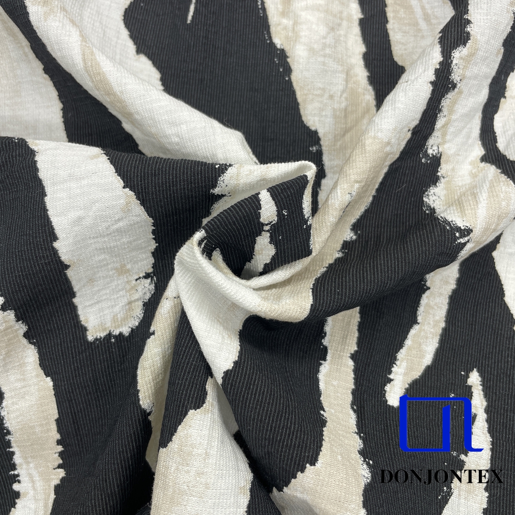 Factory Price Nylon Rayon Fabric Printed with Zebra-stripe and Plain Dyed Soft Stripe Fabric for Women Dress