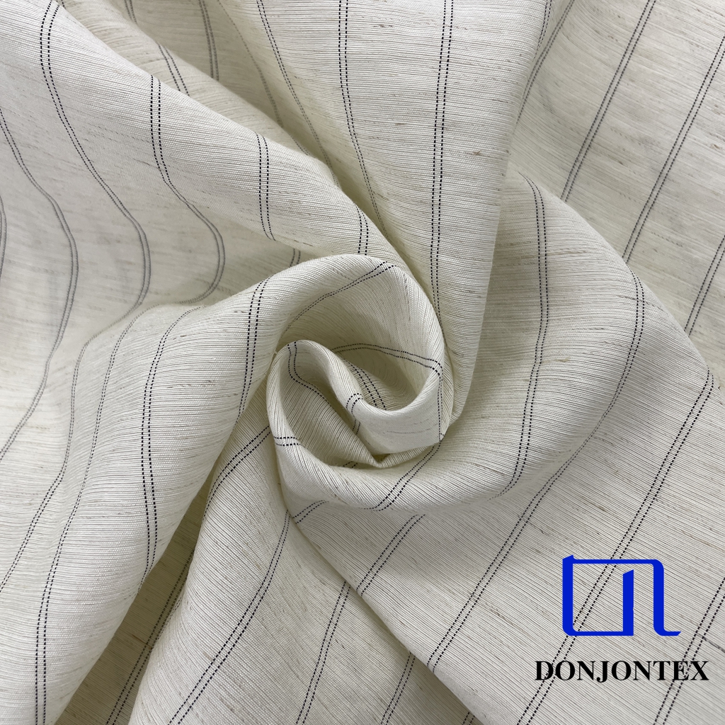 2025 New Design Nylon Rayon Linen Double Vertical Stripes Fabric For Summer Women Dress