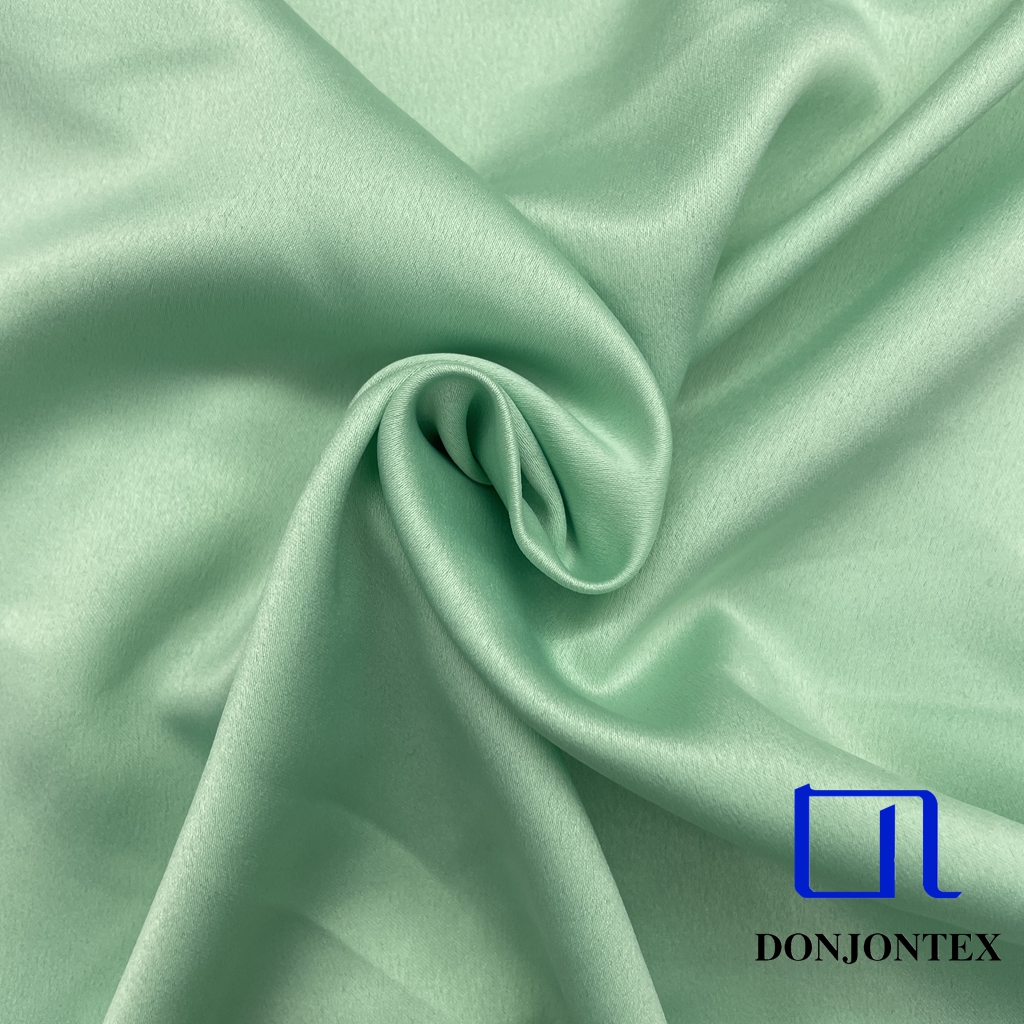 Premium Quality 100% Polyester Satin Fabric Plain Dyed Stretch Soft Feeling for Girls' Popular Dress and Sleepwear