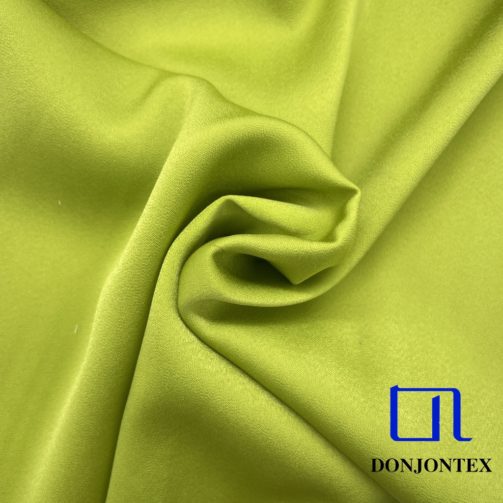 Eco-Friendly 100% Polyester Satin Fabric Plain Dyed Stretch Soft Feeling for Girls' Popular Dress and Sleepwear
