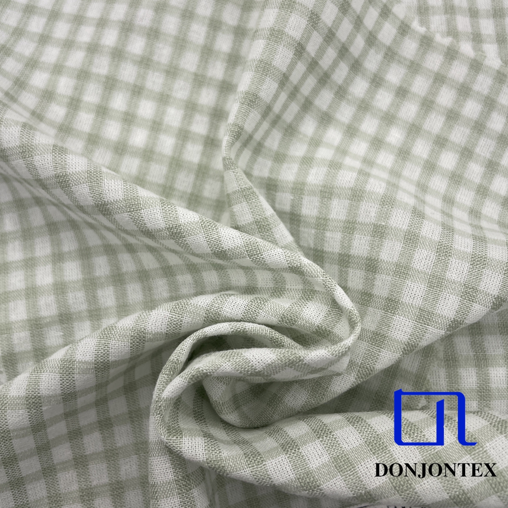 Latest Fashion Yarn Dyed Polyester Rayon Cotton Check Fabric for Women Dress