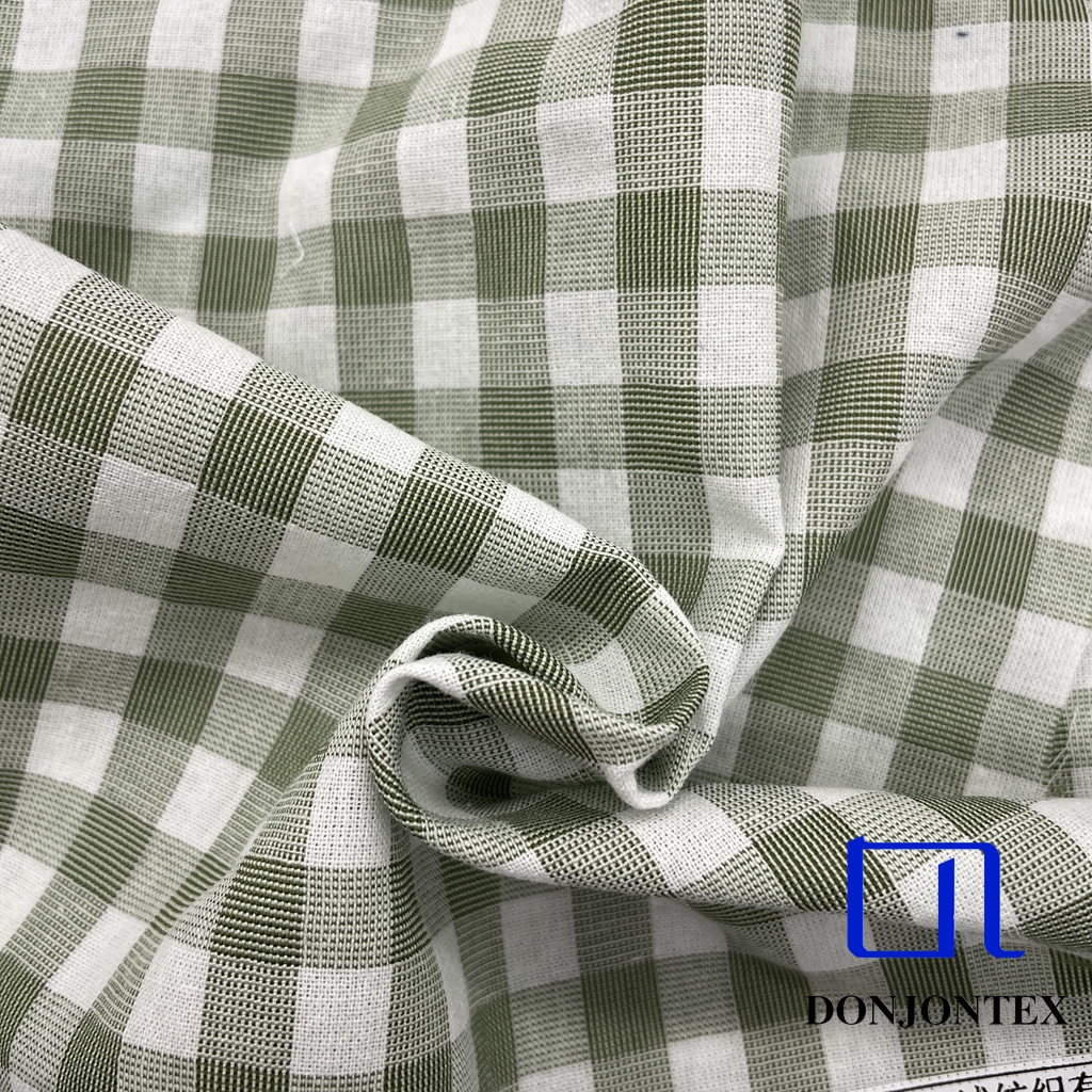 Premium Quality Yarn Dyed Polyester Lyocell Cotton Check Fabric for Women Dress or Home Textile