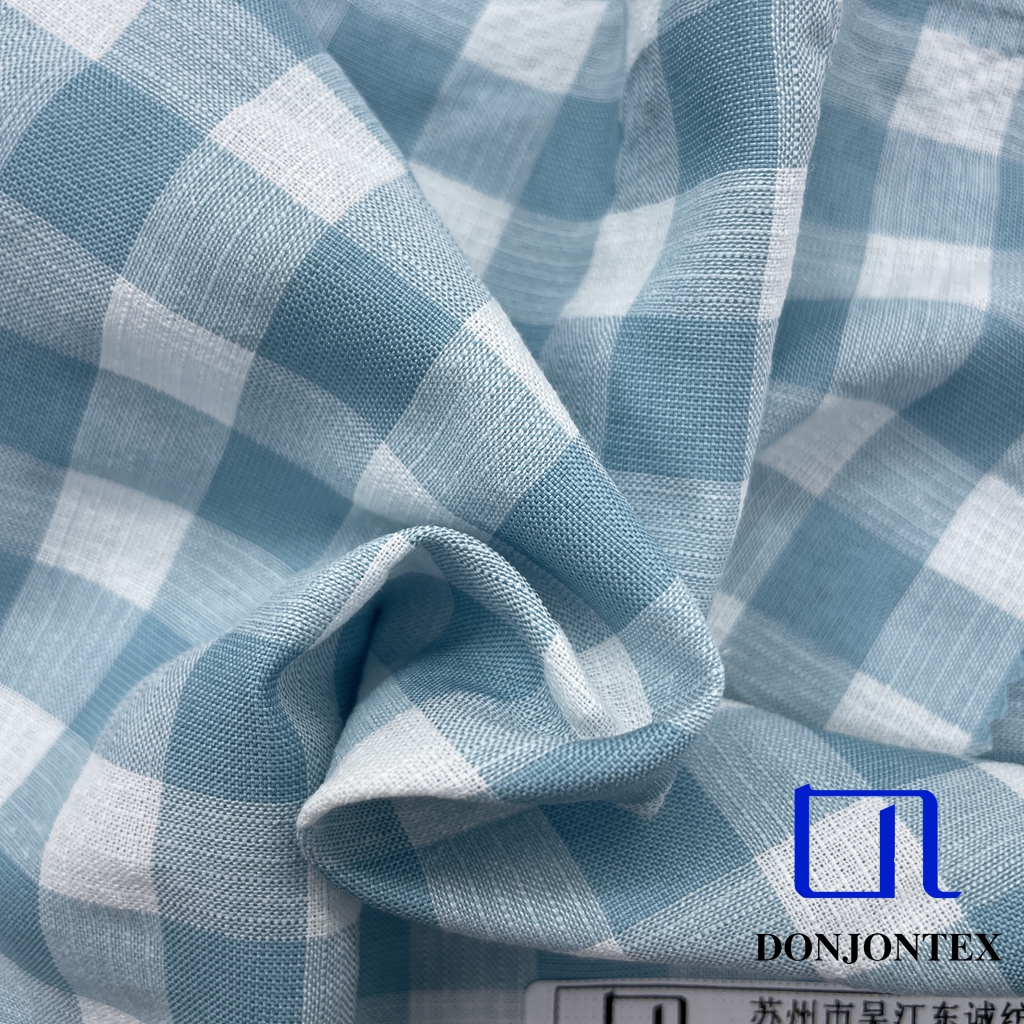 Latest Fashion Yarn Dyed Polyester Cotton Lyocell Check Fabric for Women Dress or Home Textile