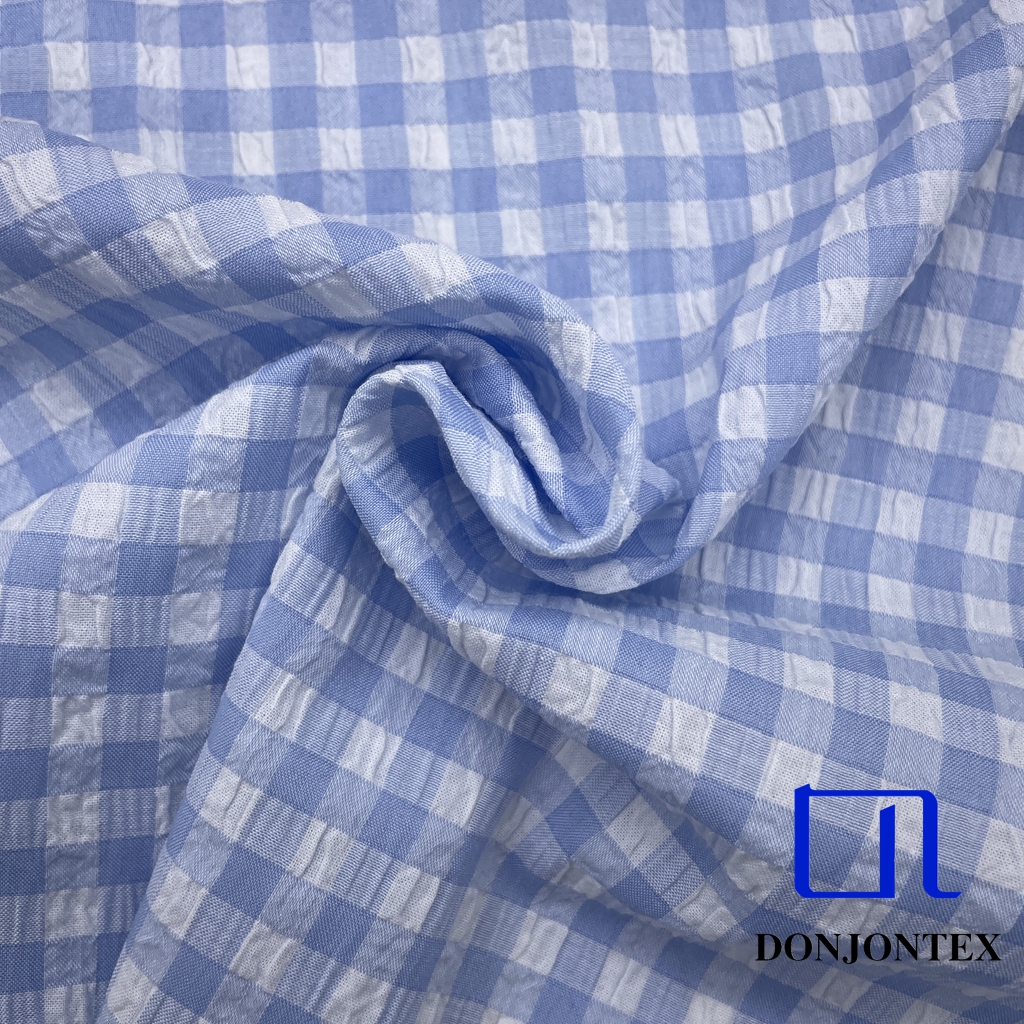 Premium Quality Yarn Dyed Polyester Cotton Spandex Check Fabric for Women Dress