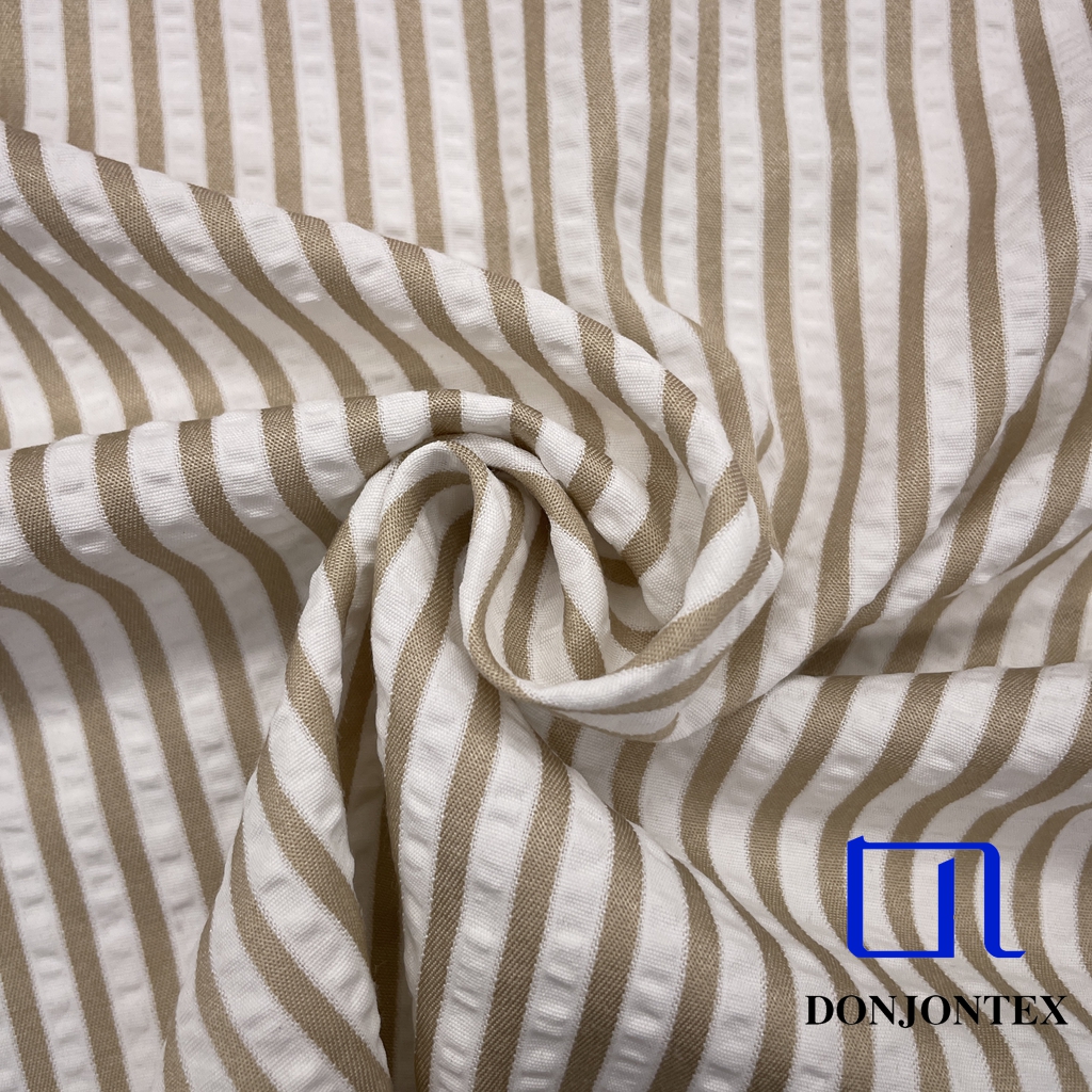 Hot Sale Polyester Cotton TC Bubble Stripe Seersucker Yarn Dyed Fabric for Women Dress