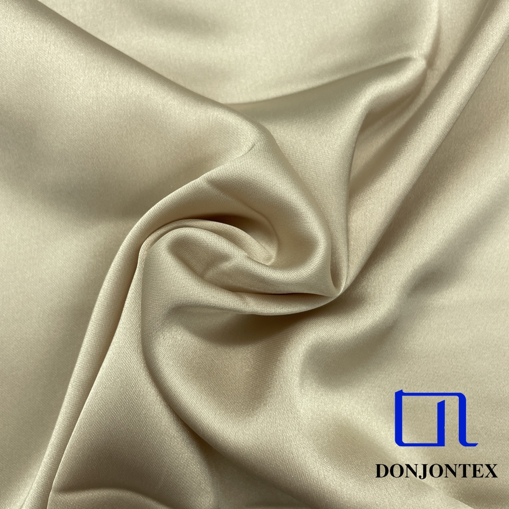 Luxury Feel Polyester Spandex Stretch Plain Satin Fabric with Shiny Soft Feeling for Girls' Popular Dress and Sleepwear