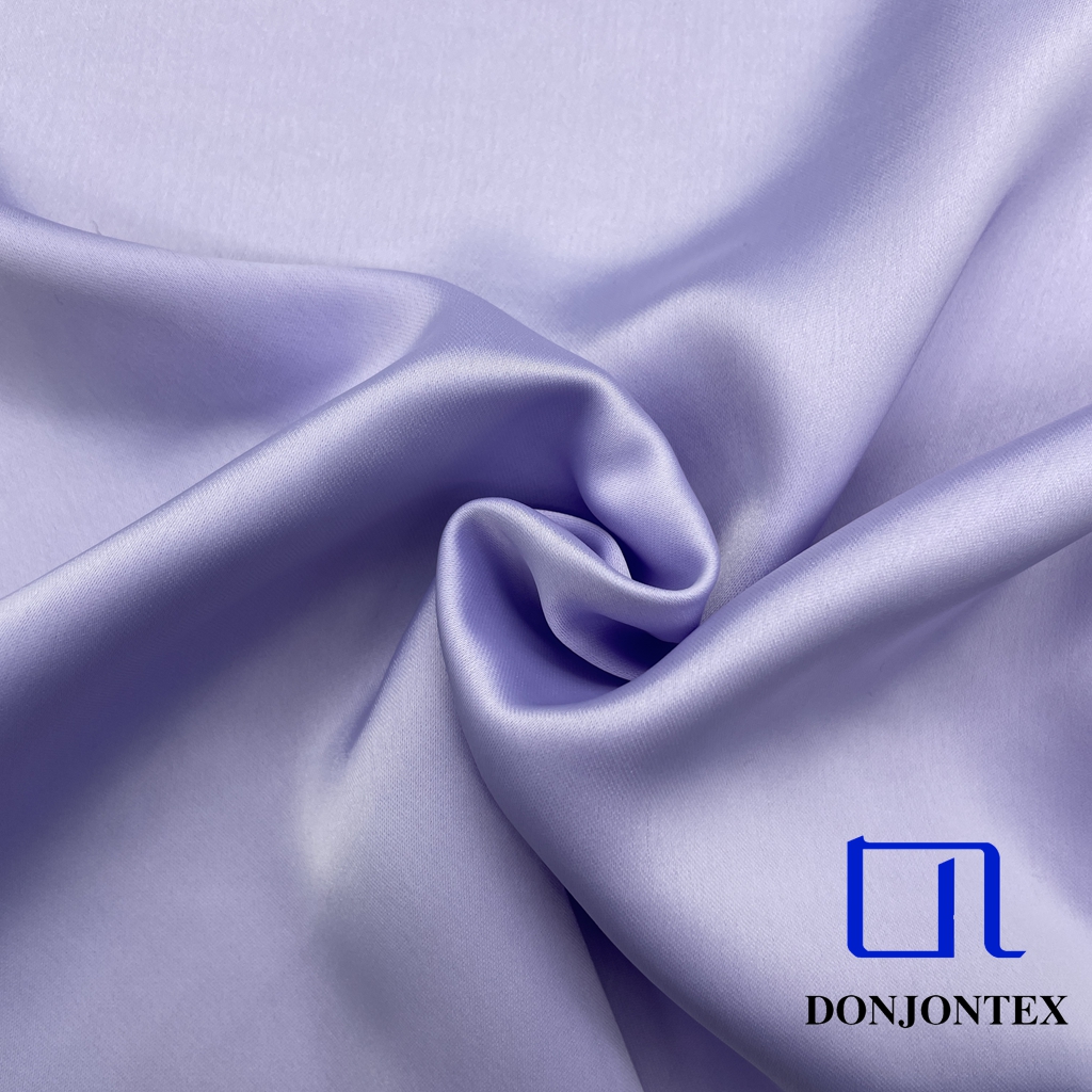 2025 No-Spandex 100% Polyester CEY Soft Smooth Stretch Material Yarn Satin Fabric for Dresses Sleepwear Anti-Static Underwear