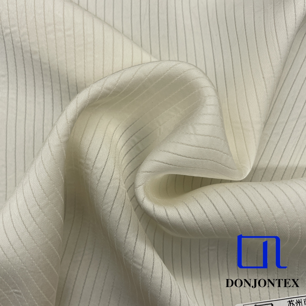 Premium Quality 100% Polyester Oeko-tex Standard Satin Fabric Stripe Fabric Soft Feeling for Girls' Popular Dress