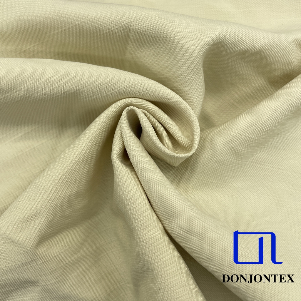High Quality Polyester Rayon Woven 1/2 Twill Fabric Soft Plain Dyed for Girls' Dresses T-Shirts Suits Trousers