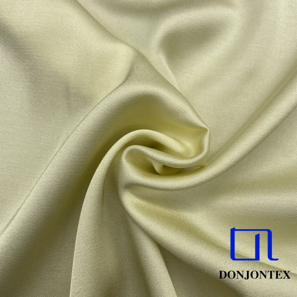 Luxury Feel GRS Certified Polyester Rayon Satin Fabric Acetate-like Plain Soft Feeling for Girls' Popular Dress