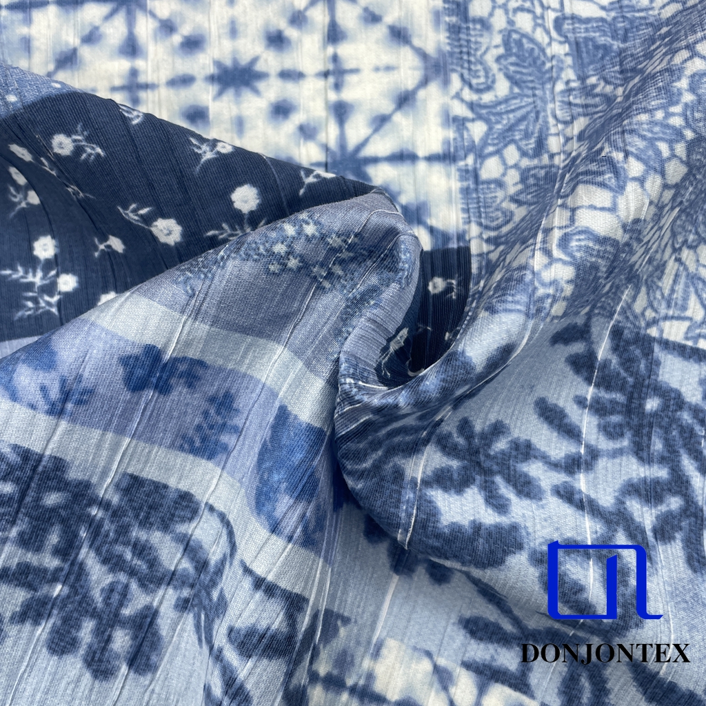 Premium Quality Polyester Lyocell Vertical Stripe Crepe Fabric Soft Touch Woven Textile for Women Blouse and T-shirts