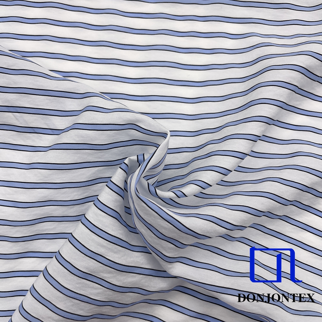 Premium Quality Nylon Rayon Polyester Horizontal Stripe Crepe Fabric for Fashion Clothing