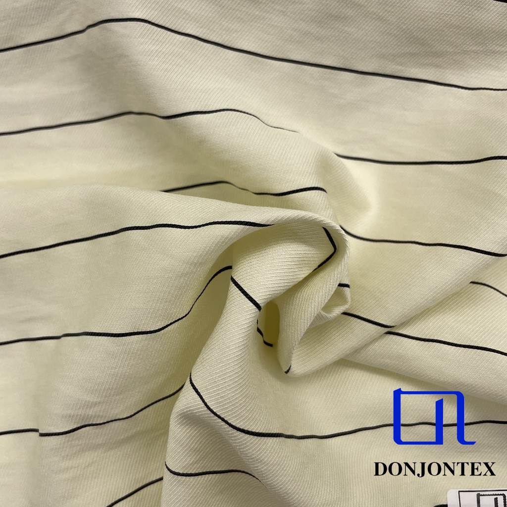 Eco-Friendly Nylon Rayon Polyester Twill Fabric with Horizontal Stripe for Beachwear and Women T-shirts
