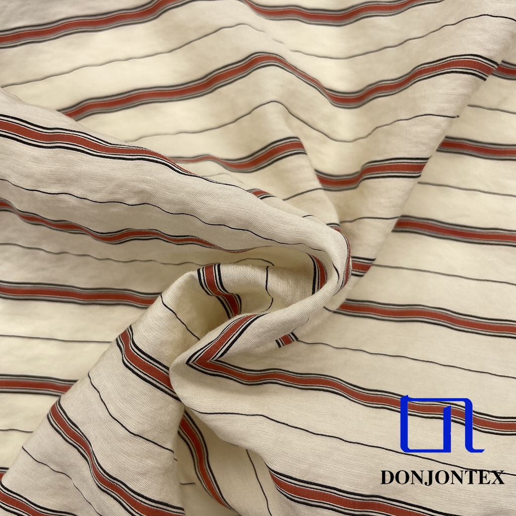 Factory Price Nylon Rayon Polyester Horizontal Stripe Line Fabric for Fashion Clothing and Women Dress