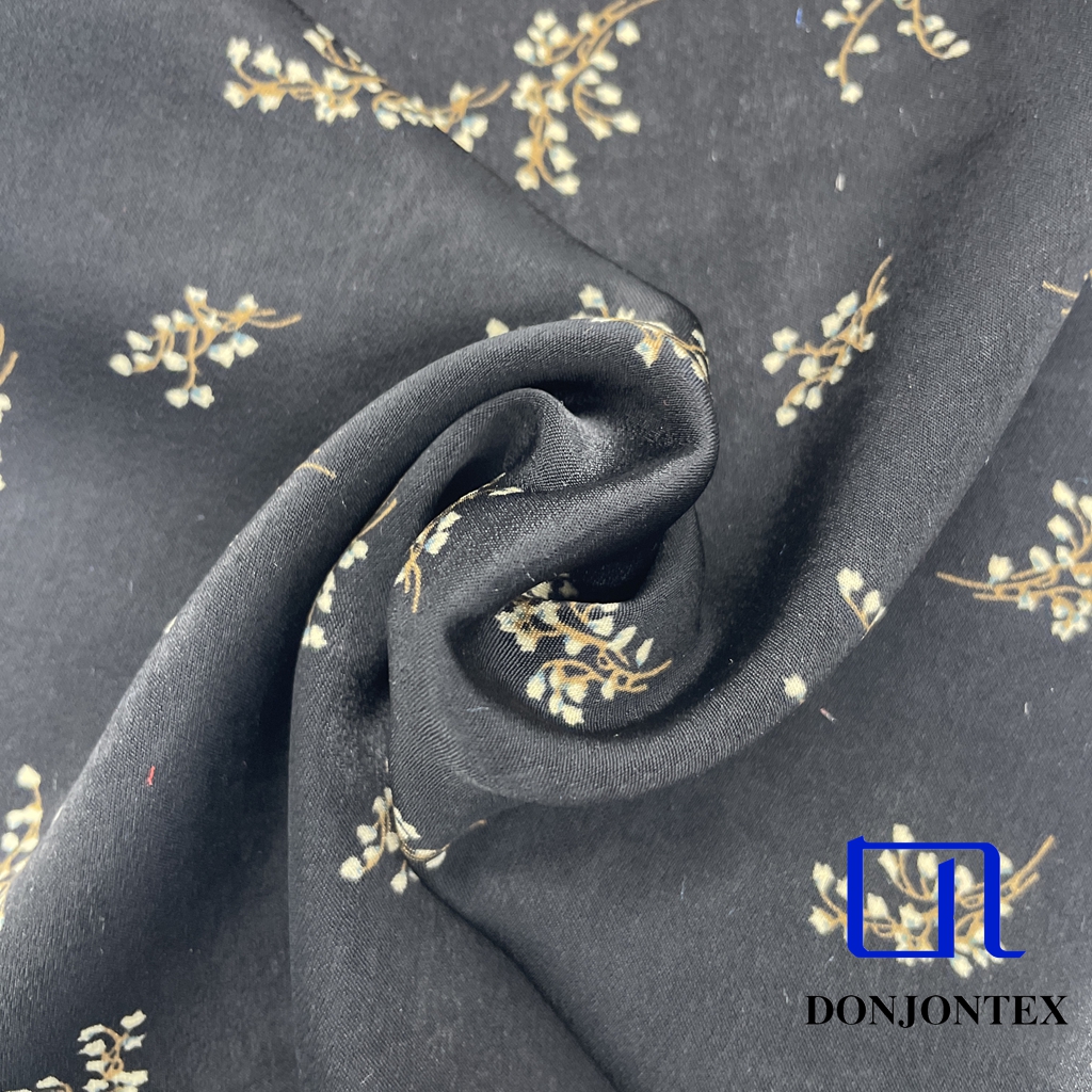 Factory Price GRS Certificated Recycled Polyester Printed Satin Fabric for Evening Gown and Women Long Dress