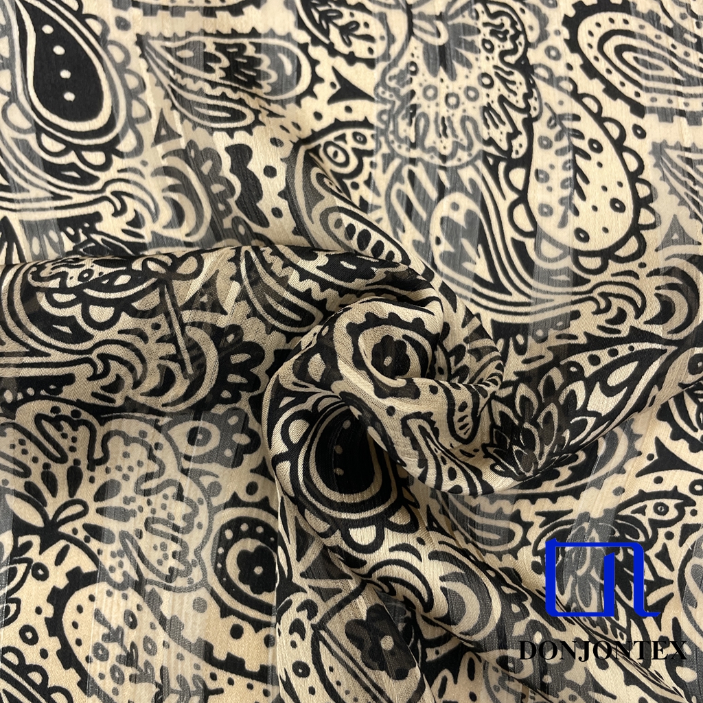 Eco-Friendly GRS Certified 100% Recycled Polyester Chiffon Fabric Flower Printed for Summer Women Dresses and T-shirts