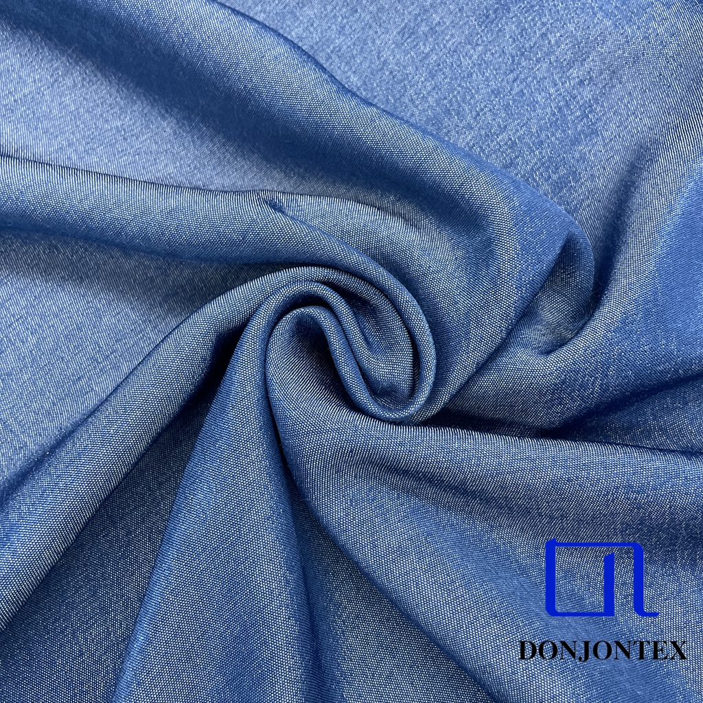 New Design Polyester Rayon Faux Denim Fabric with Soft Touch and High Color Fastness for Pants and Outer Coats