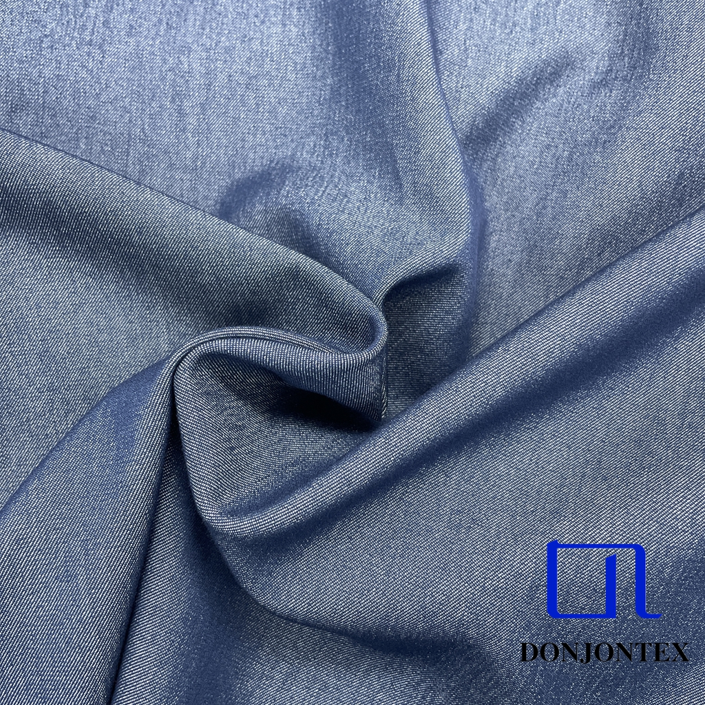 Factory Price Polyester Rayon Spandex Faux Denim Fabric with Soft Touch and High Color Fastness for Pants and Outer Coats