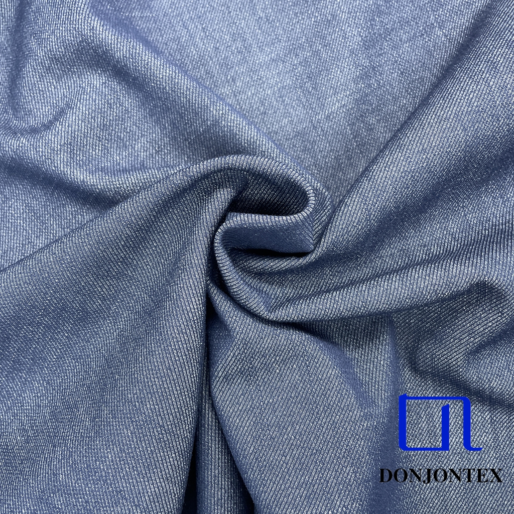 High Quality Polyester Rayon Spandex Faux Denim Fabric with Soft Touch and High Color Fastness for Pants and Outer Coats