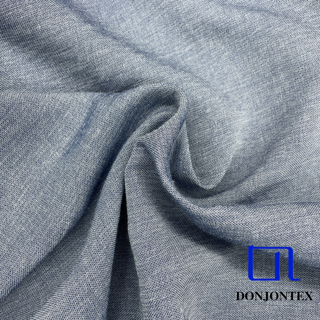 Premium Quality Polyester Rayon Linen Faux Denim Fabric with Soft Touch and High Color Fastness for Pants and Outer Coats