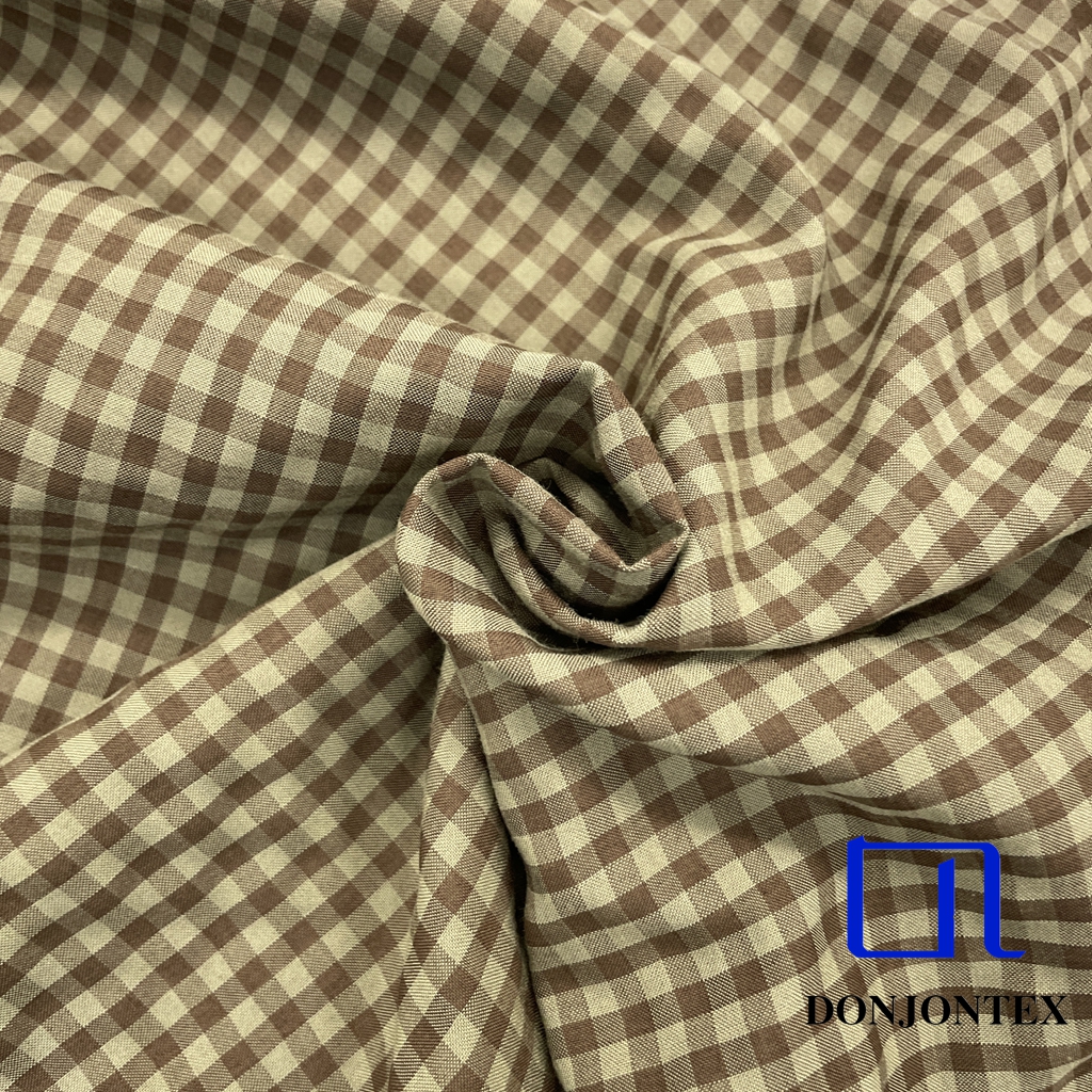 Latest Fashion Polyester Rayon Woven Check Fabric with Soft Touch Feeling for Casual Dress and Home Textile