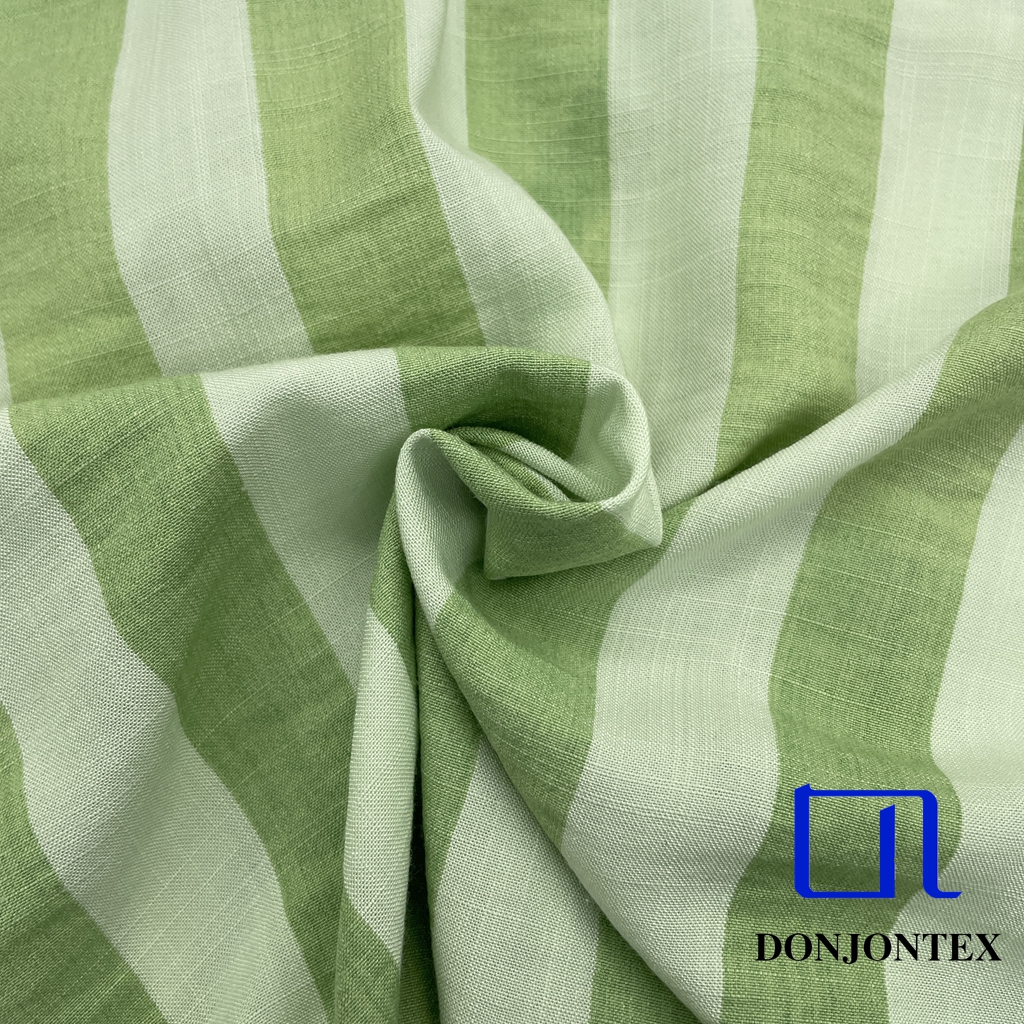 Premium Quality Polyester Rayon Cationic Woven Stripe Fabric with Soft Touch Feeling for Casual Dress and Home Textile