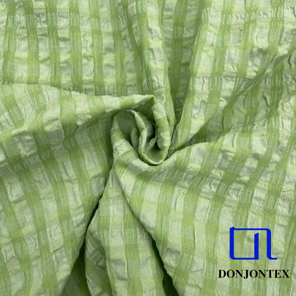 Designer Choice Polyester Cotton Spandex Bubble Check Fabric with Soft Touch Feeling for Women Dress