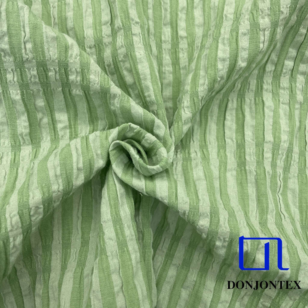 2026 New Design Polyester Cotton Spandex Woven Bubble Stripe Fabric with Soft Touch Feeling for Women Dress