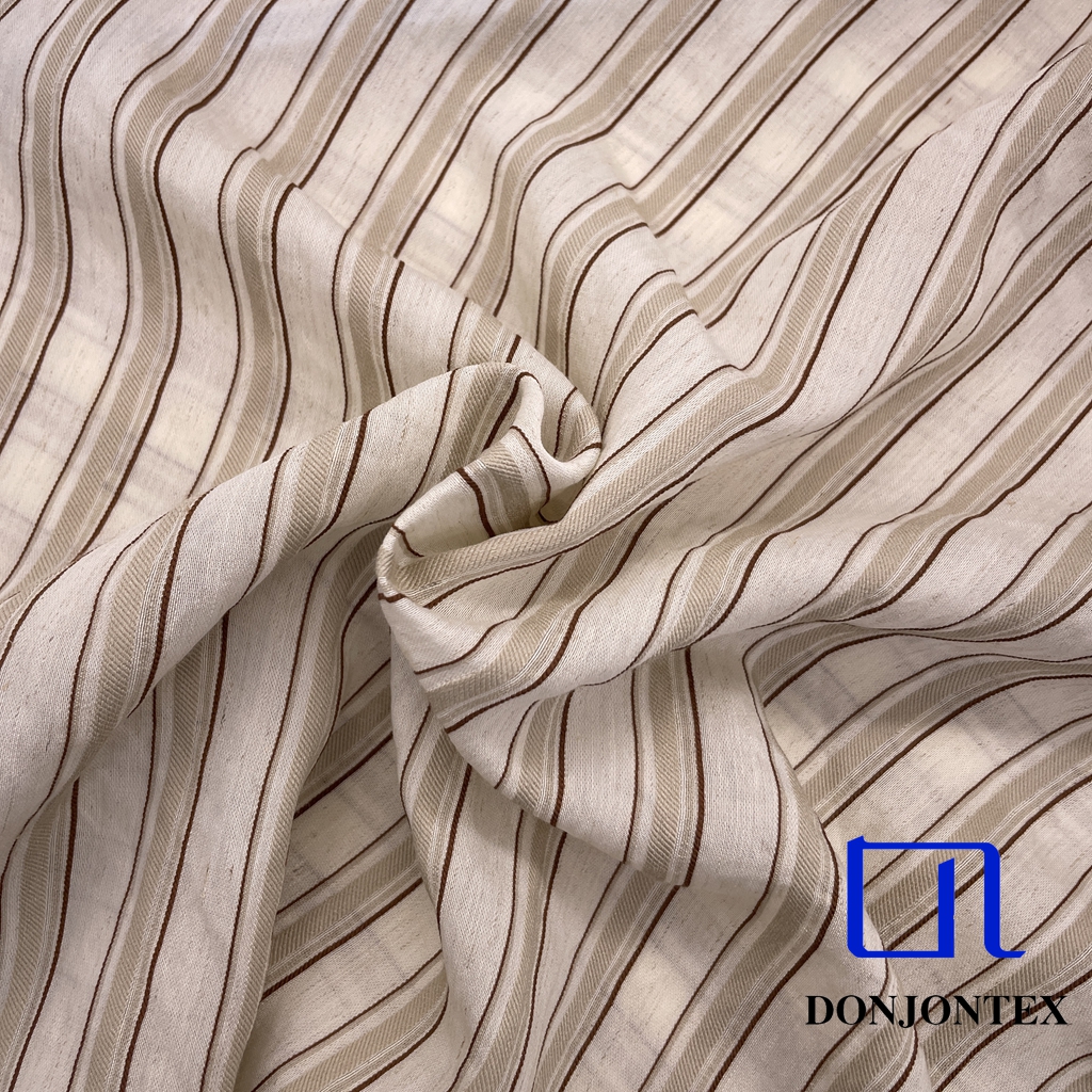 Customized Yarn Dyed Horizontal Stripe Nylon Rayon Linen Plain Weave Fabric for Women's Dresses and Shirts for Suits