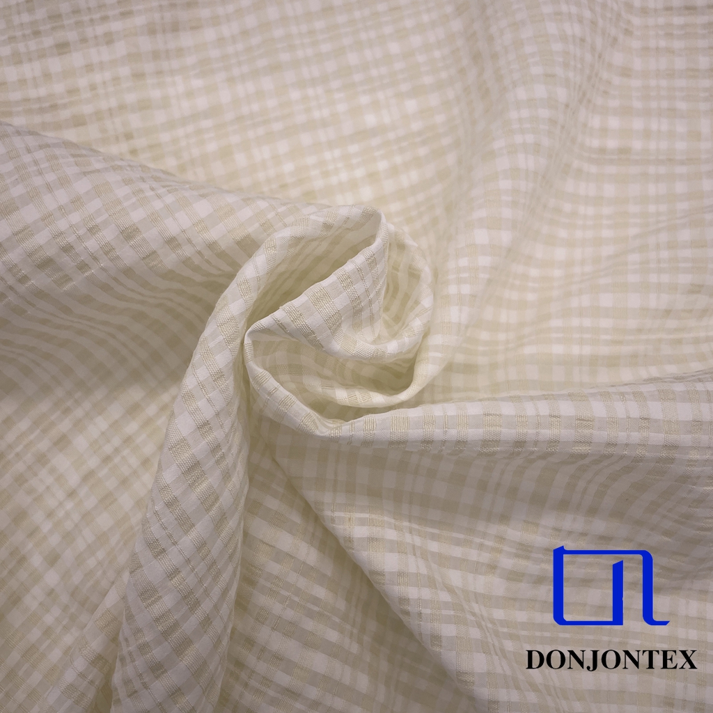 Eco-Friendly Polyester Nylon Lyocell Linen Fabric with Ripstop Pattern Weave for Women's Fashion T-Shirts