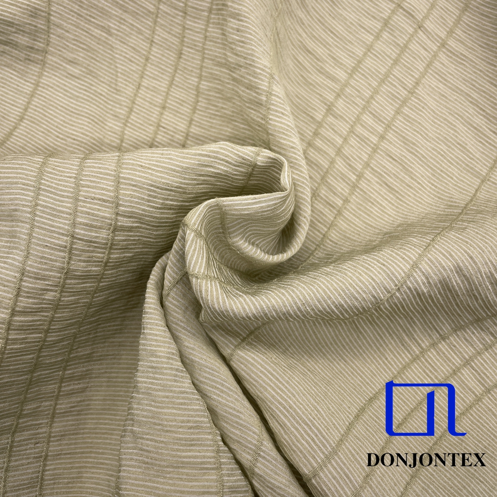 Customized Plain Dyed Low Elastic Vertical Stripe Nylon Rayon Linen Plain Weave Fabric for Women's Dresses and Shirts for Suits