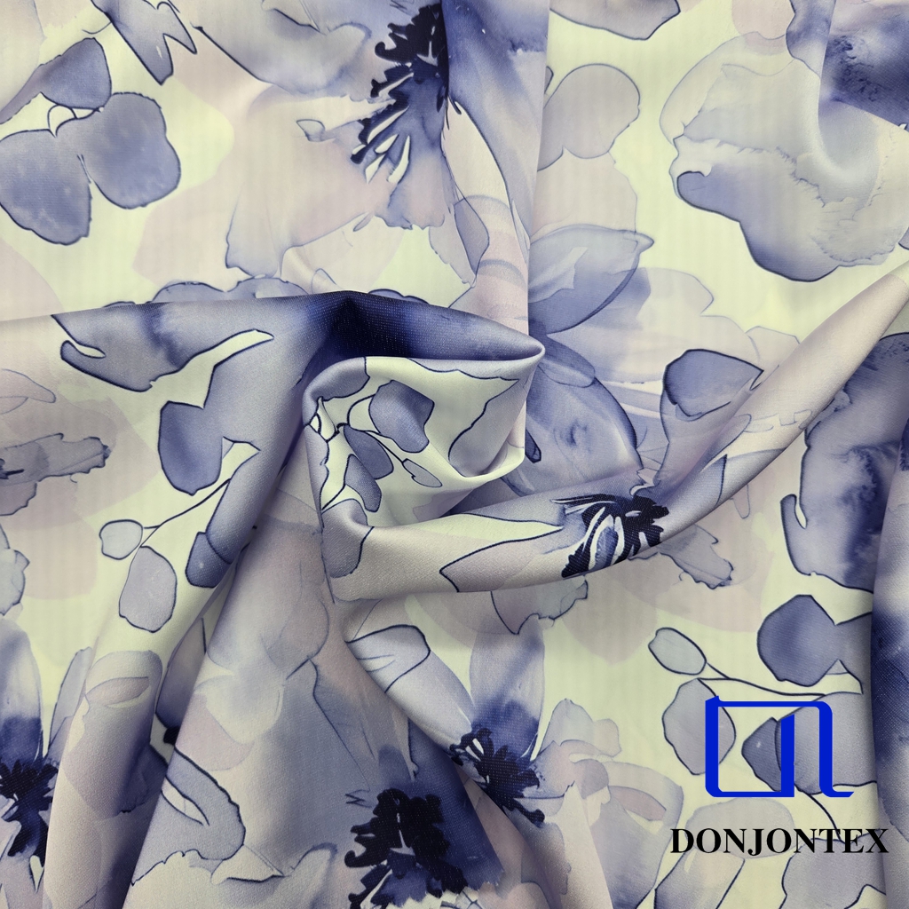 Premium Quality Polyester Rayon Nylon Printed Satin Fabric Soft Feeling Woven Fabric for Women's Summer Dresses